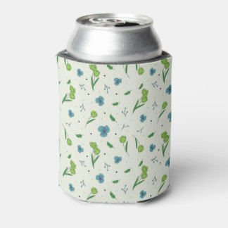 Spring Watercolor Botanical Blooming Seamless Can Cooler