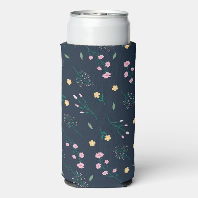 Spring Watercolor Botanical Blooming Seamless Seltzer Can Cooler (Seltzer Back)