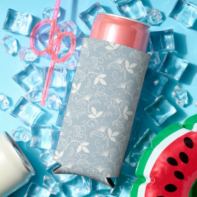 Spring Watercolor Botanical Blooming Seamless Seltzer Can Cooler (In Situ Summer)