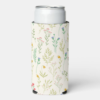 Spring Watercolor Botanical Blooming Seamless Seltzer Can Cooler