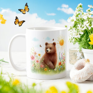 Spring Watercolor Brown Bear - Kid Mug