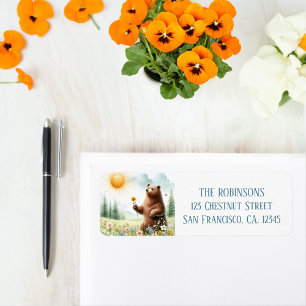 Spring Watercolor Brown Bear - Return Address