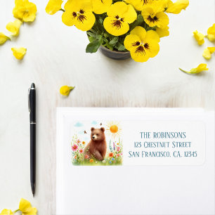 Spring Watercolor Brown Bear - Return Address
