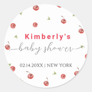 Spring Watercolor Cherry Sweet Baby Shower  Classic Round Sticker