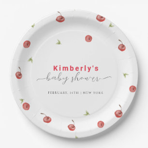 Spring Watercolor Cherry Sweet Baby Shower  Paper Plate