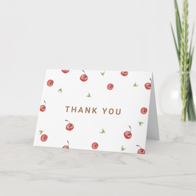 Spring Watercolor Cherry Sweet Baby Shower  Thank You Card (Front)
