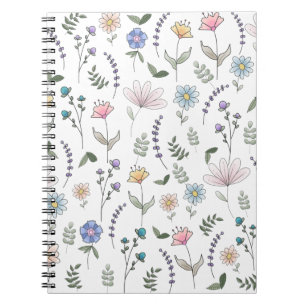 Spring Watercolor Doodle Flowers Notebook