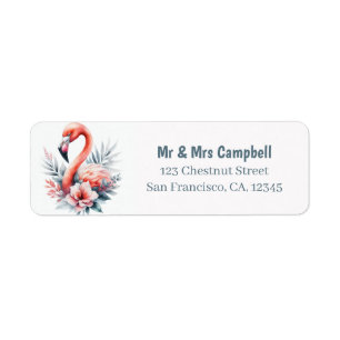 Spring Watercolor Flamingo Return Address
