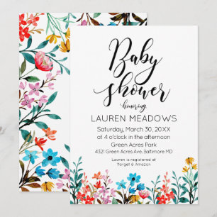 Spring Watercolor Floral Baby Shower Invitation