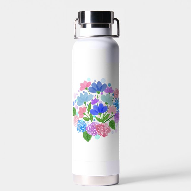 Spring Watercolor Floral  Coaster Water Bottle (Back)