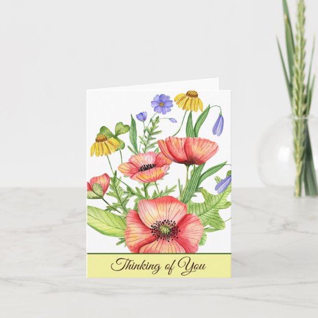 Spring watercolor floral customisable note card (Front)