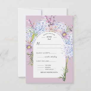 Spring Watercolor Floral Dusty Lavender RSVP Card