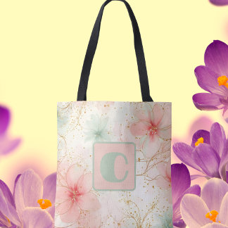Spring Watercolor Floral Garden Tote Bag