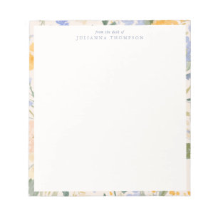 Spring Watercolor Floral Personalised Desk Name Notepad