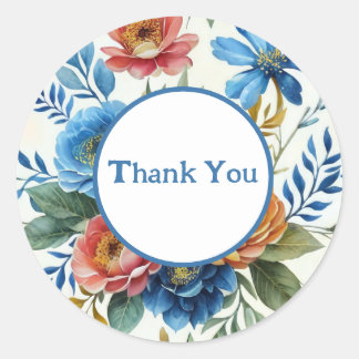 Spring Watercolor Floral Print Classic Round Sticker