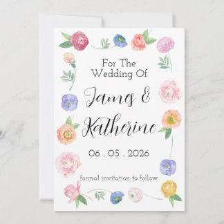 Spring Watercolor Floral Save The Date Card