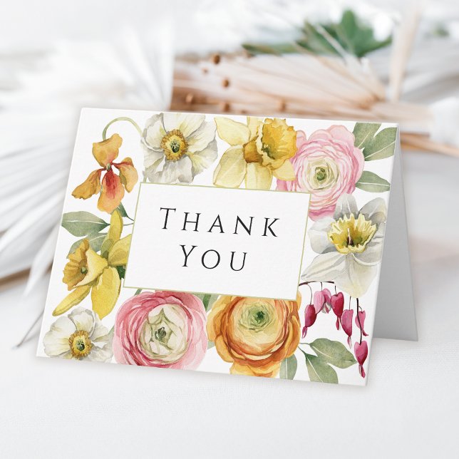 Spring Watercolor Floral Thank You Card (Creator Uploaded)