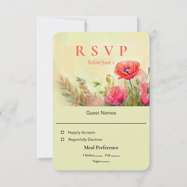 Spring Watercolor Floral Wedding  Card (Front)