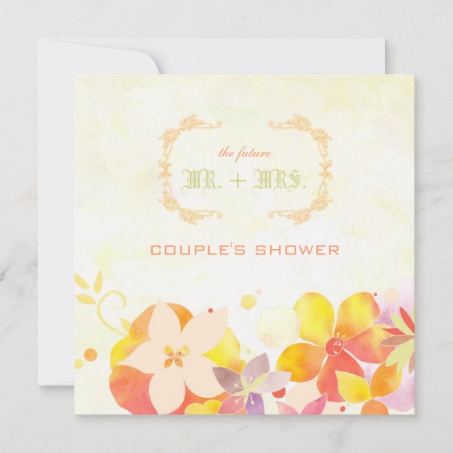 Spring Watercolor Floral Wedding Couple's Shower Invitation (Front)