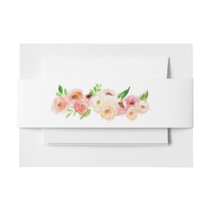 Spring Watercolor Floral Wedding Invitation Band Invitation Belly Band