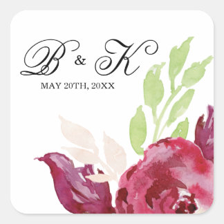Spring Watercolor Florals Square Sticker