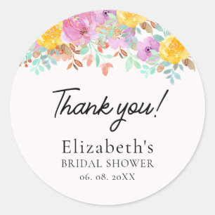 Spring watercolor Flowers Bridal Shower Classic Round Sticker