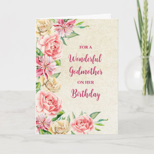 Spring Watercolor Flowers Godmother Birthday Card