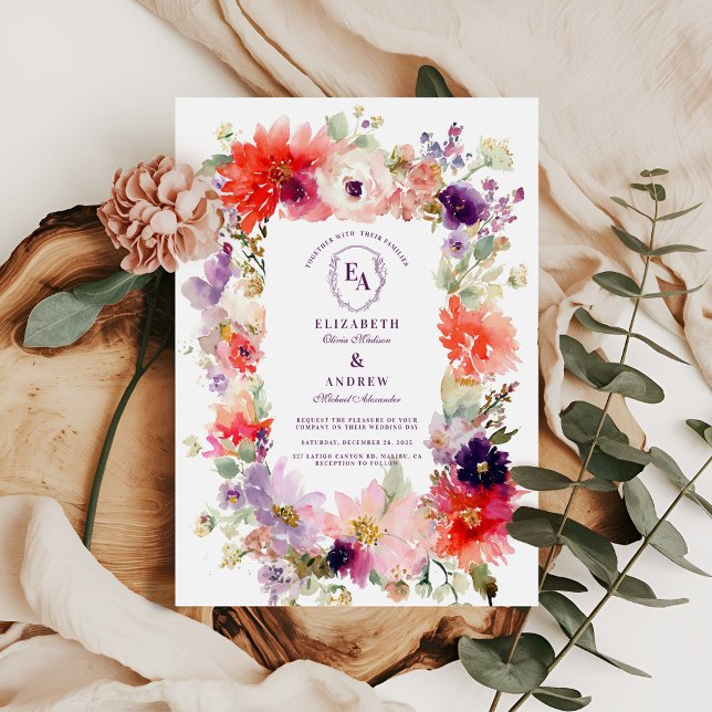 Spring Watercolor Garden Floral Wedding Invitation (Creator Uploaded)
