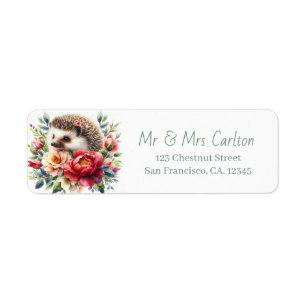 Spring Watercolor Hedgehog Return Address