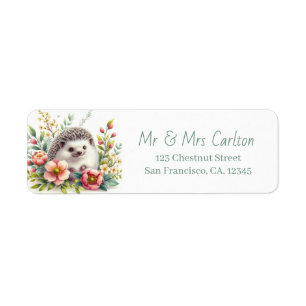 Spring Watercolor Hedgehog Return Address
