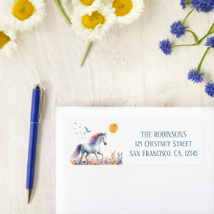 Spring Watercolor Horse Return Address