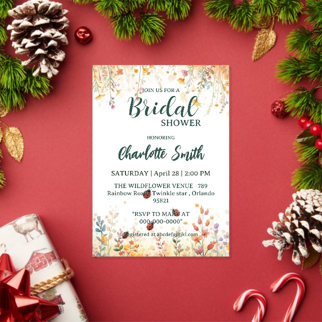 Spring Watercolor ladybug Floral Wildflower Name Acrylic Invitations (Insitu (Holiday))