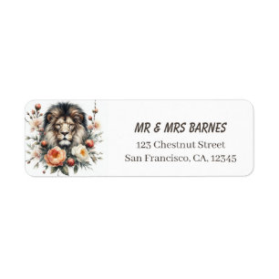 Spring Watercolor Lion Return Address