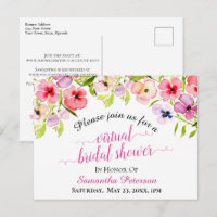 Spring Watercolor Pansies Virtual Bridal Shower