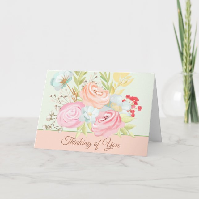 Spring watercolor pastel floral customisable card (Front)