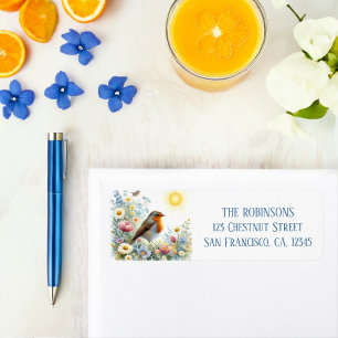 Spring Watercolor Robin Return Address