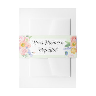 Spring Watercolor Wedding Invitation Belly Band