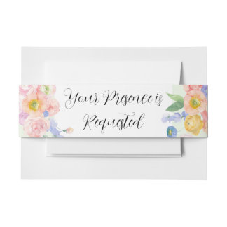 Spring Watercolor Wedding Invitation Belly Band