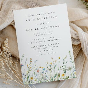 Spring Watercolor Wildflower Field Wedding Invitation
