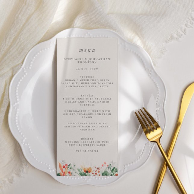 Spring Watercolor Wildflower Wedding Menu (Creator Uploaded)