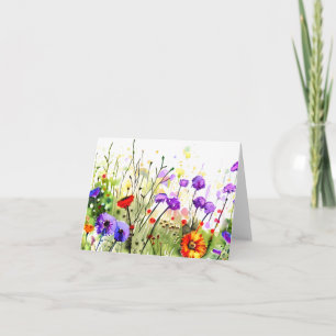 Spring watercolor wildflowers customisable card