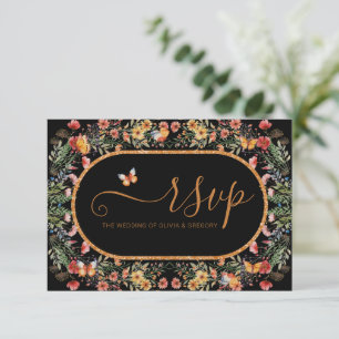 Spring Watercolor Wildflowers Wedding Meal Choice  RSVP Card