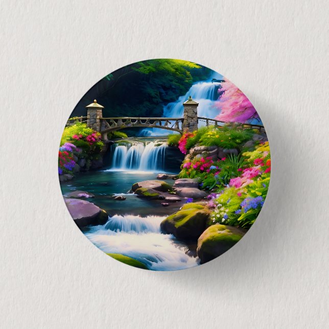 Spring Waterfall 1 3 Cm Round Badge (Front)
