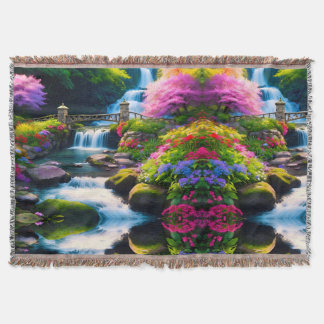 Spring Waterfall 1 Throw Blanket