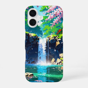 Spring Waterfall – Anime Landscape iPhone 16 Case