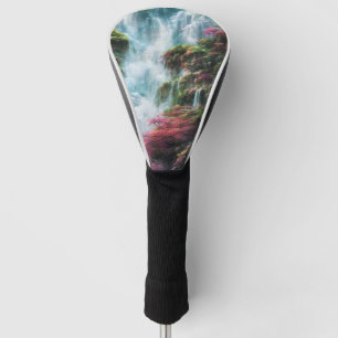 Spring Waterfall Mountain Pink Flowers 11 Golf Head Cover