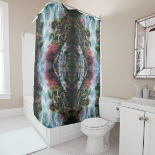Spring Waterfall Mountain Pink Flowers 11 Shower Curtain