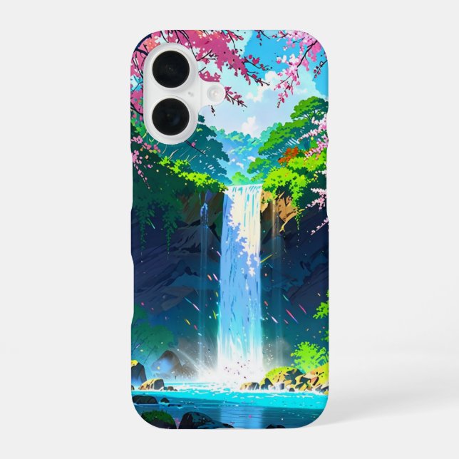 Spring Waterfall Oasis iPhone 16 Case (Back)