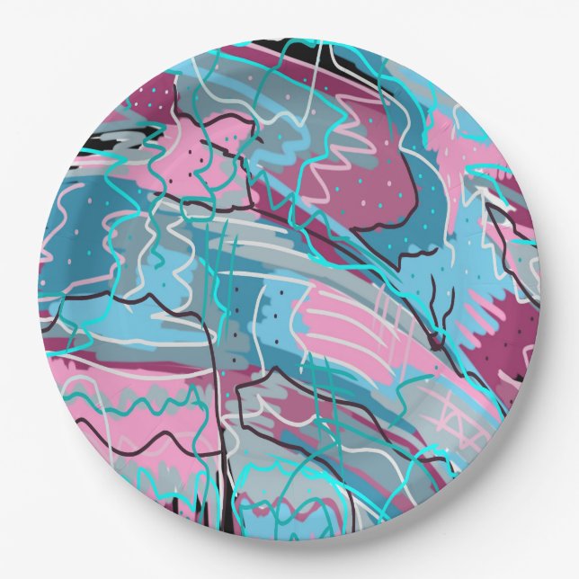 Spring Waters Abstract Print  Paper Plate (Front)