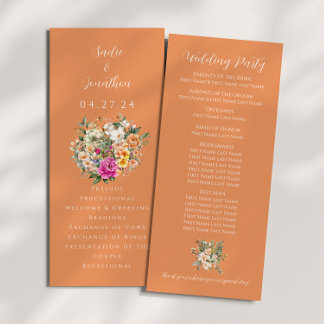 Spring Wedding Apricot Peach Floral Wedding Programme